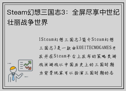 Steam幻想三国志3：全屏尽享中世纪壮丽战争世界